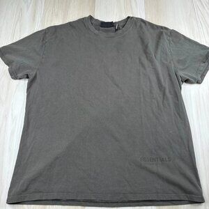 Essentials Fear Of God Mens Brown Gray Shorts Sleeve Comfy Pullover Tee Size M